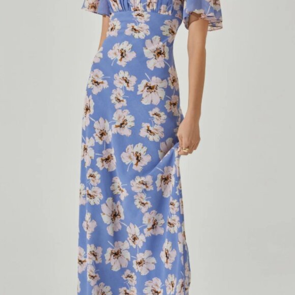 Astr Blue Floral Midi Dress - Picture 1 of 5